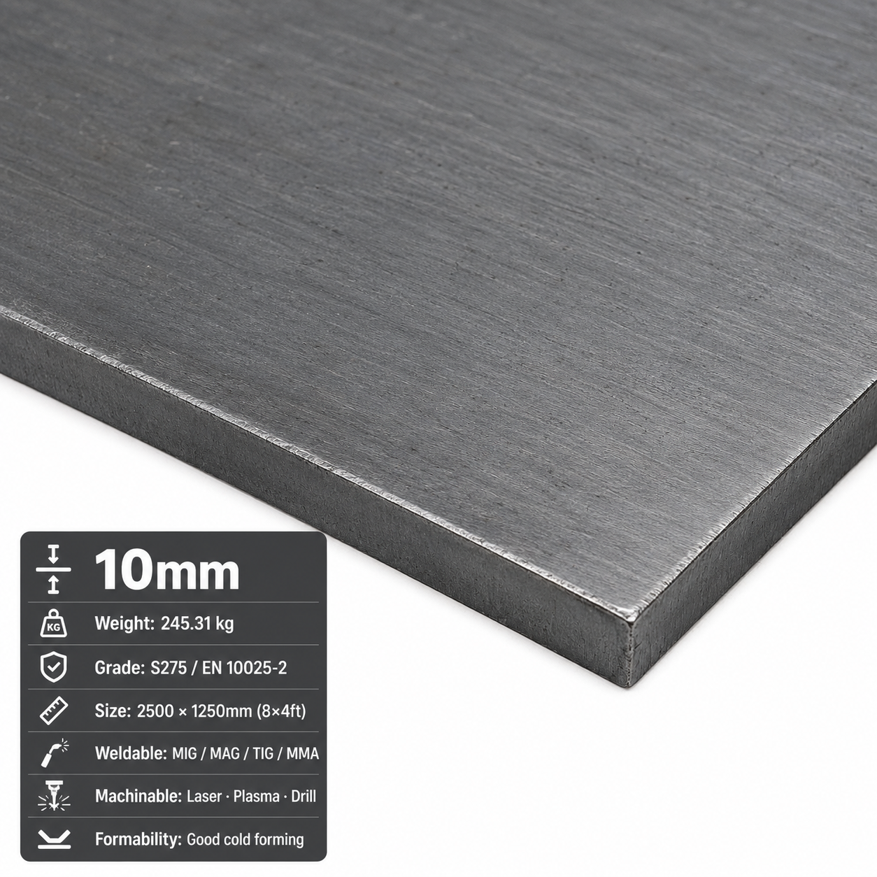 Mild Steel Sheet 2500 x 1250mm (8x4)- S275