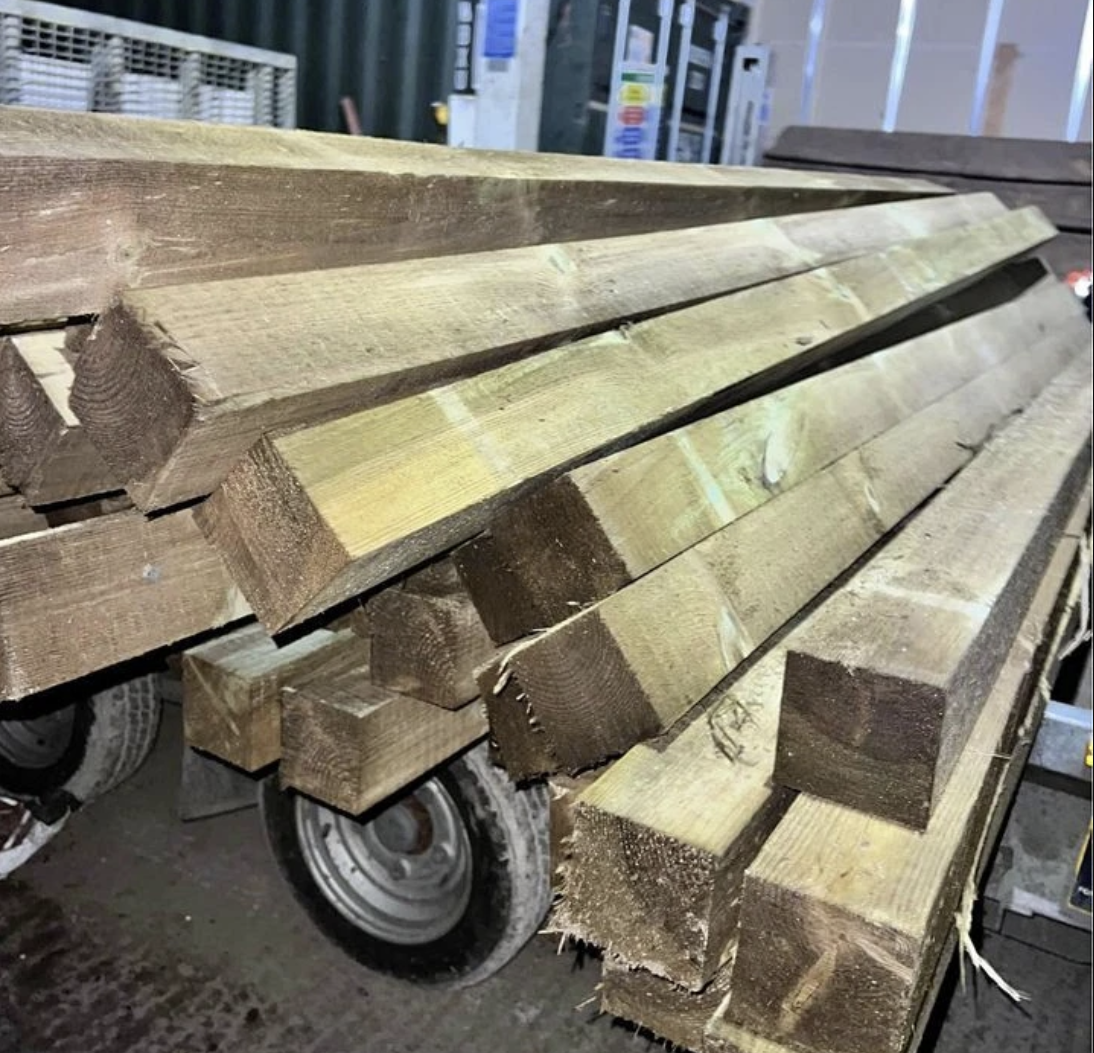Green Treated Square Top Wooden Fence Post