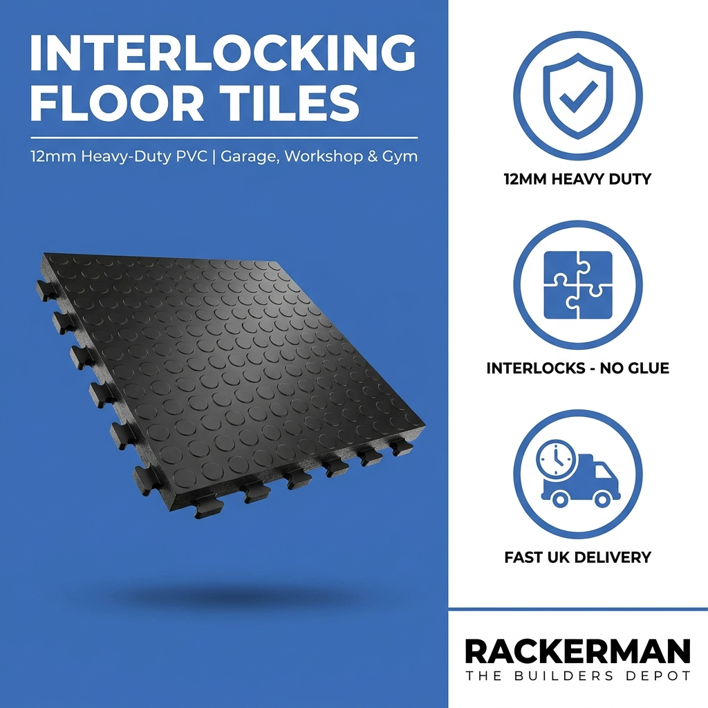 Interlocking garage floor tiles 12mm heavy-duty PVC - features and benefits
