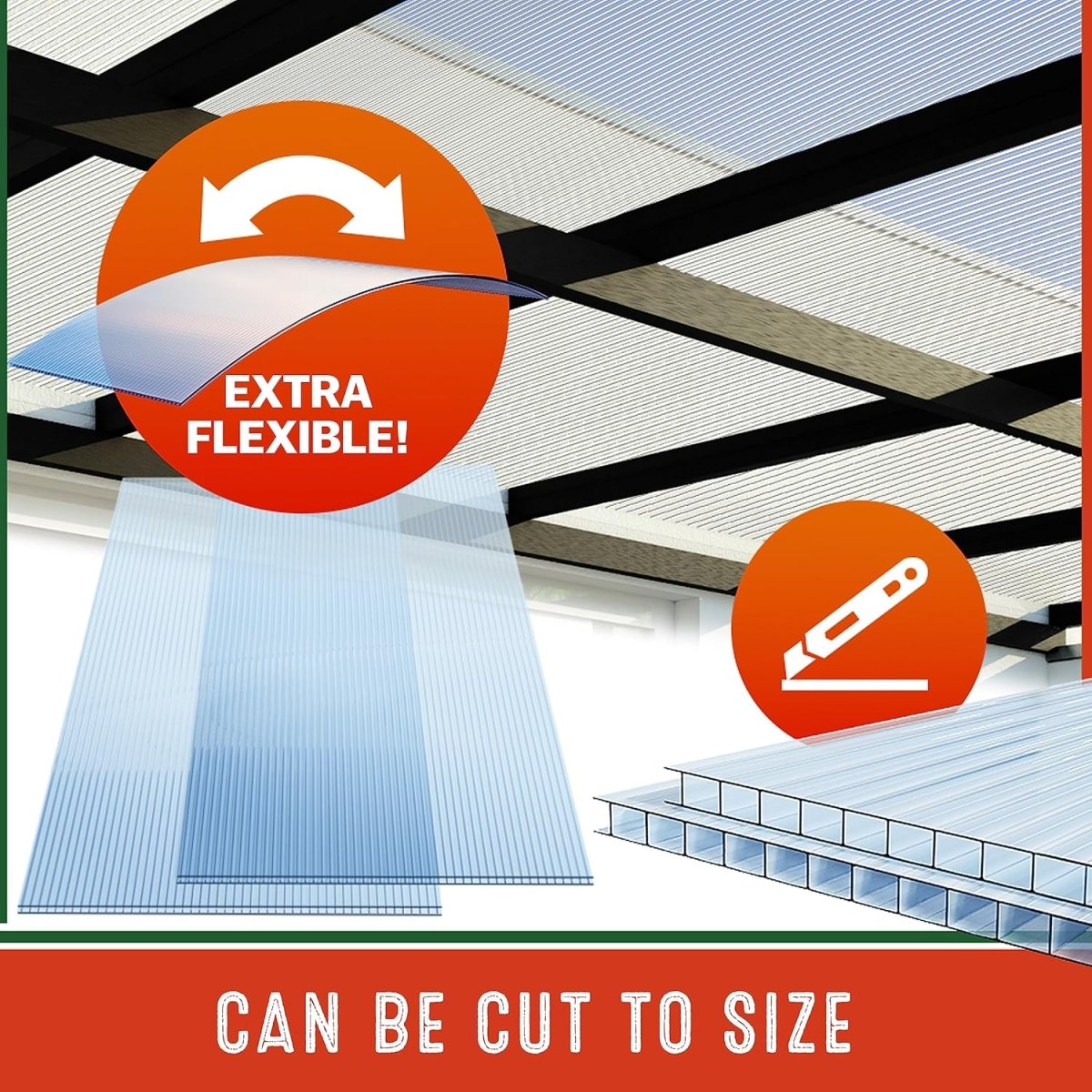 Pack of Polycarbonate Roofing Sheets – 4 mm Clear Twinwall - Rackerman