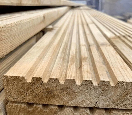 32mm Grooved Reversible Decking Boards - Pressure Treated Softwood