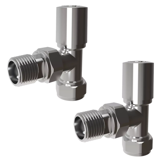 Angled Radiator Valves UK | Chrome Black Anthracite Manual & Thermostatic Pairs