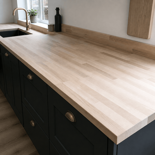 Solid Beech Kitchen Worktop 28mm – Real Solid Wood Beech Worktop, Cut to Size, Breakfast Bar, Kitchen Island & Upstand - Rackerman