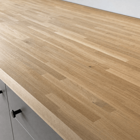 Solid Oak Kitchen Worktop 38mm – Real Solid Wood Oak Worktop, Cut to Size 1m to 4m, Breakfast Bar, Kitchen Island & Upstand - Rackerman