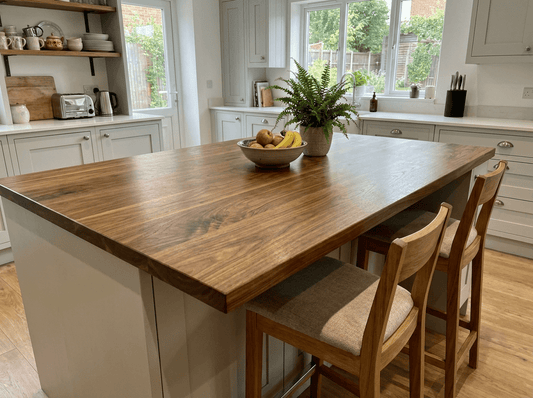 Solid Walnut Kitchen Worktop 38mm – Real Dark Hardwood, Cut to Size - Rackerman