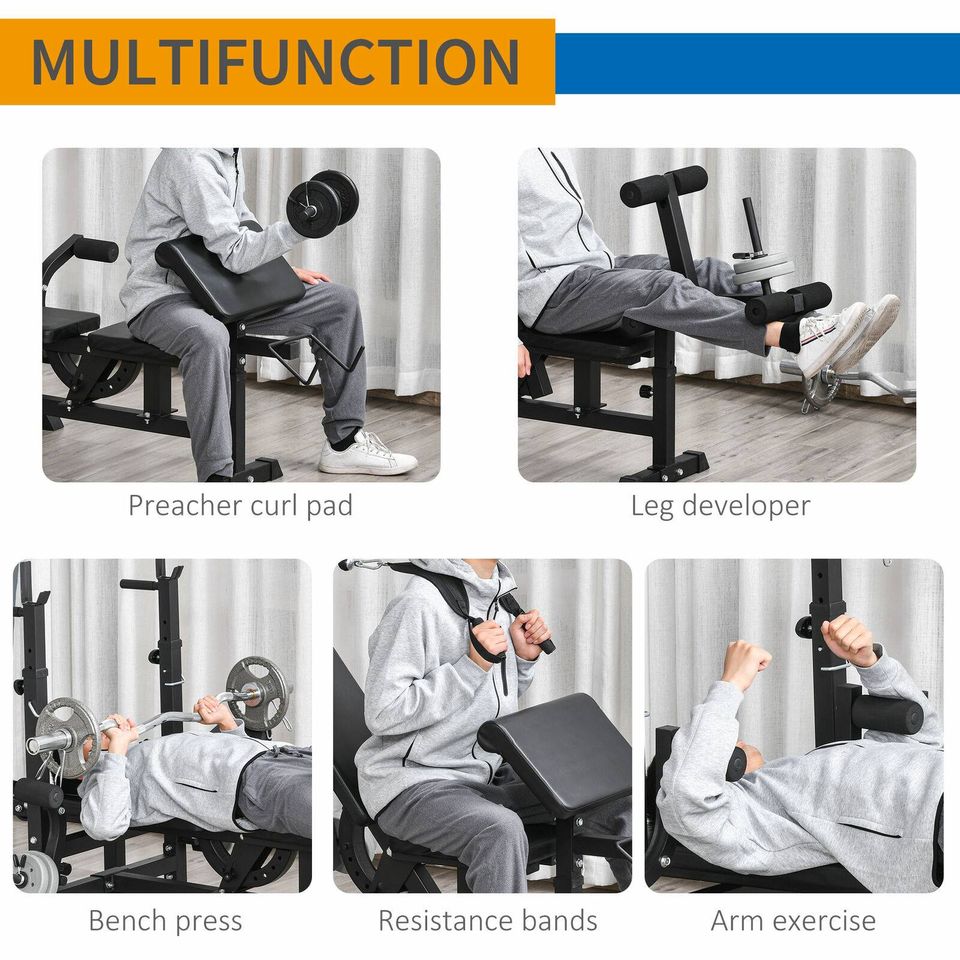 Multi-Position Weight Bench, Weight & Bar Rack Stand