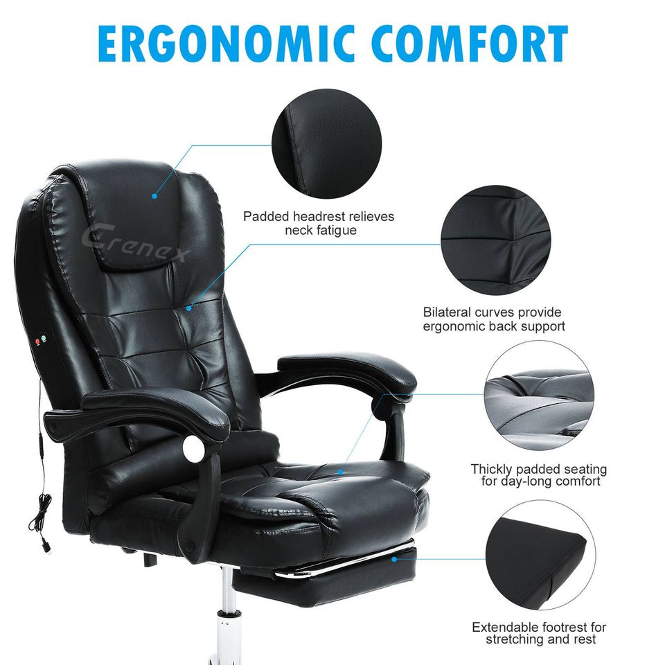 Luxury Massage Computer Office Desk Gaming Chair Swivel Recliner