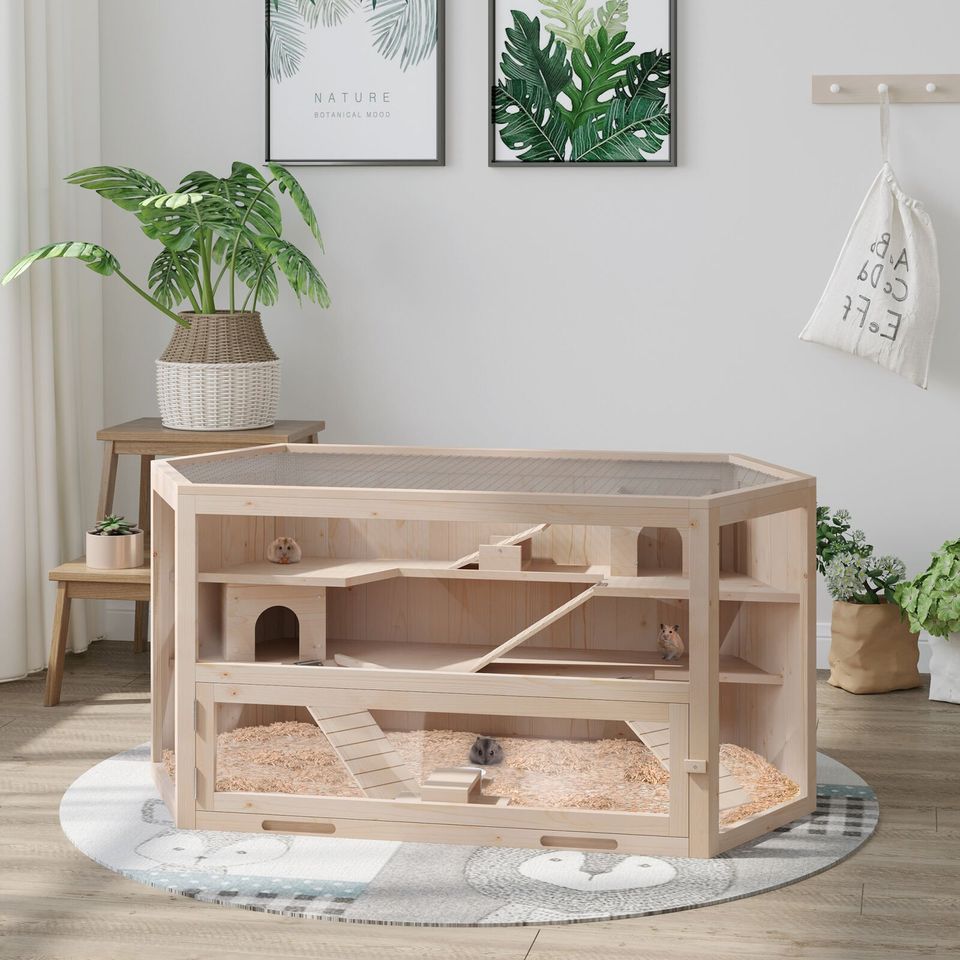 3 tier hot sale wooden hamster cage