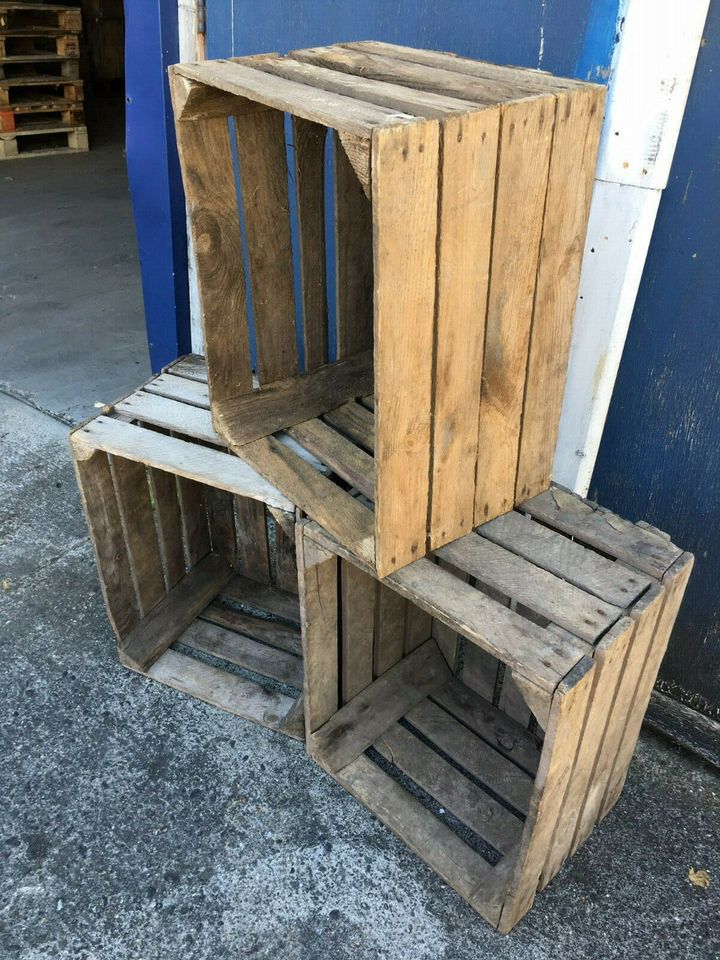Strong Vintage Wooden Crates Fruit Apple Boxes Home Decor - Rustic mc