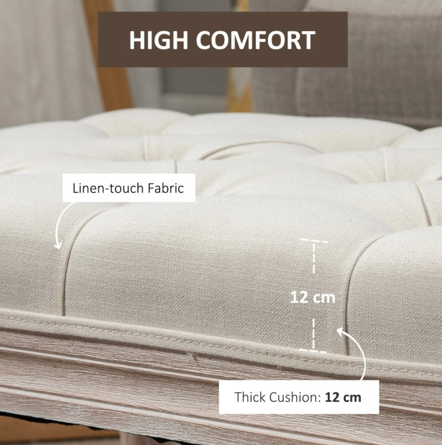 French Style Bedroom Window Seat in Beige.