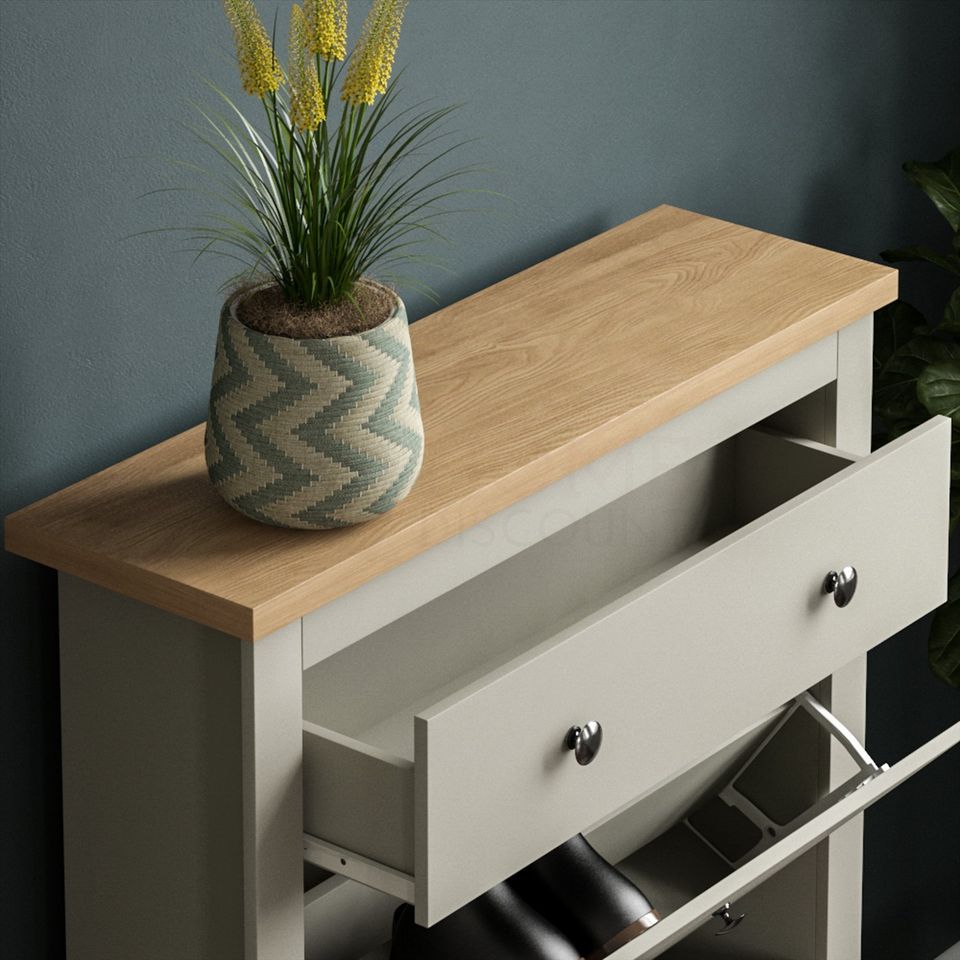 Grey Shoe Boot Footwear Rack Shoes Storage Cabinet Wooden Stand Cupboard Unit 3 Drawer Organiser