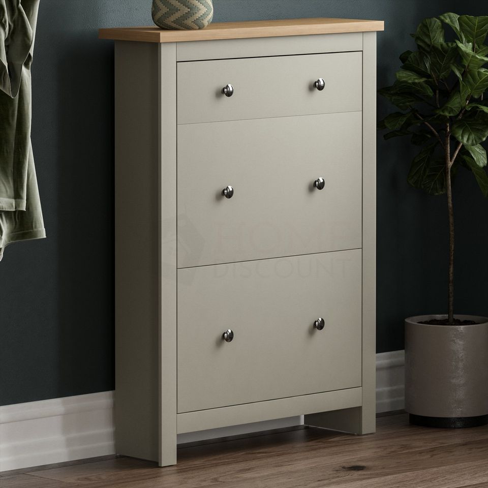 Grey Shoe Boot Footwear Rack Shoes Storage Cabinet Wooden Stand Cupboard Unit 3 Drawer Organiser