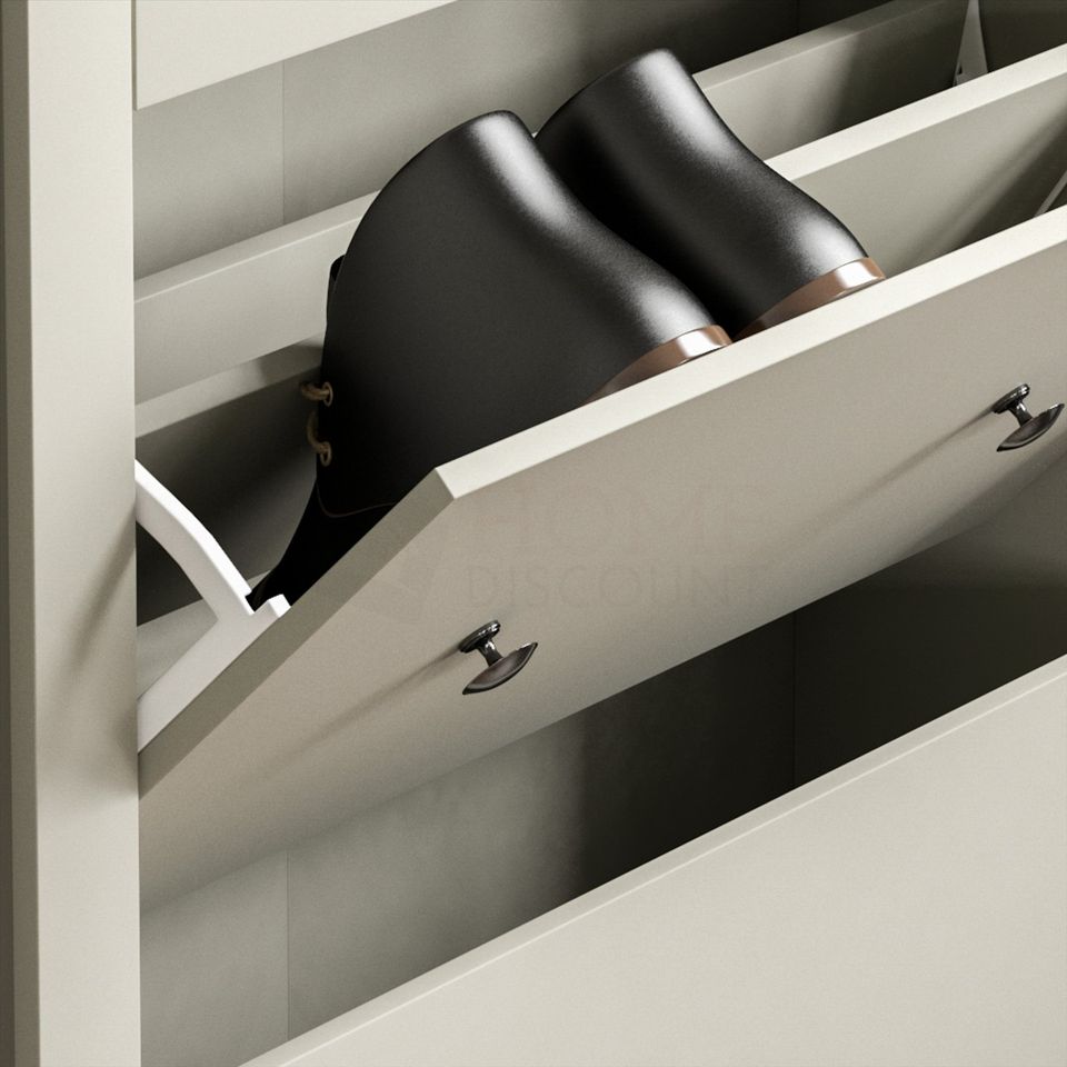 Grey Shoe Boot Footwear Rack Shoes Storage Cabinet Wooden Stand Cupboard Unit 3 Drawer Organiser