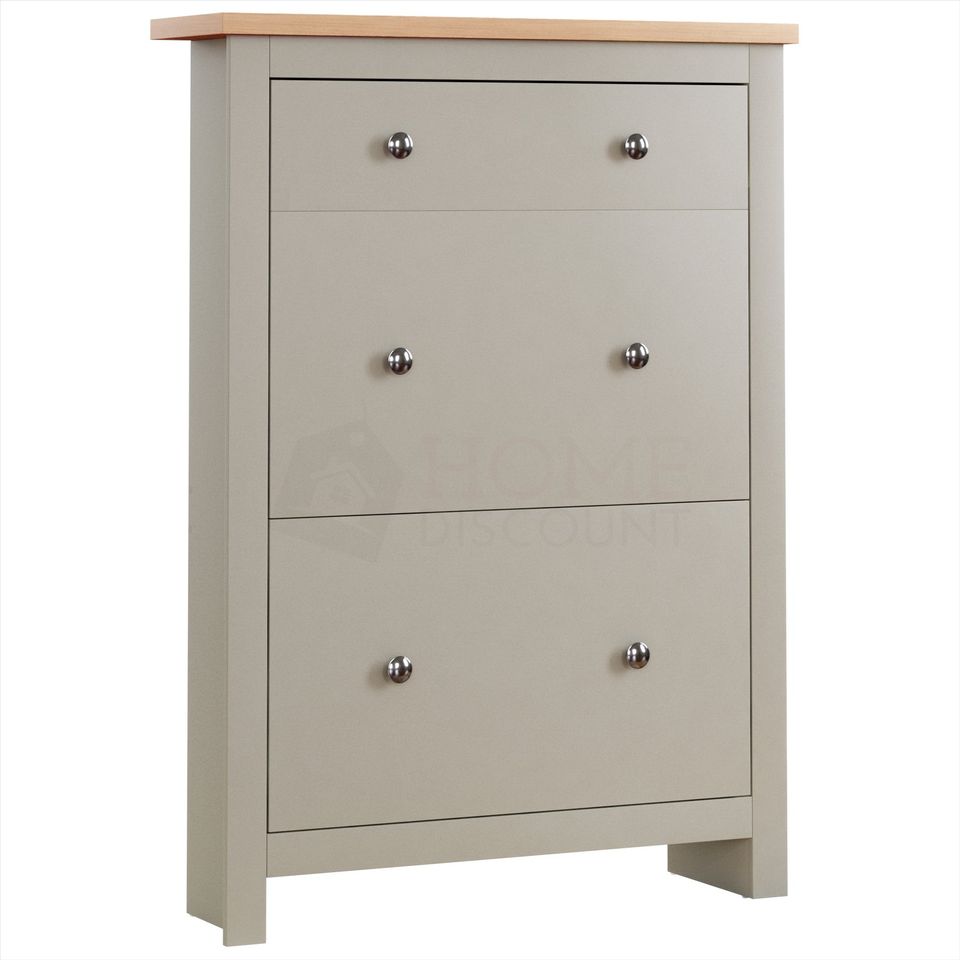 Grey Shoe Boot Footwear Rack Shoes Storage Cabinet Wooden Stand Cupboard Unit 3 Drawer Organiser