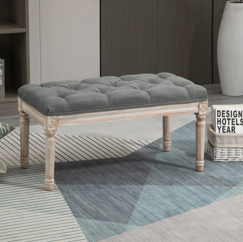 French Style Bedroom Window Seat in Beige.