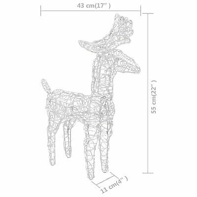 Light Up Reindeer Family Outdoor Christmas Decoration White Wire LED Set Of 5 Multicolour Lights