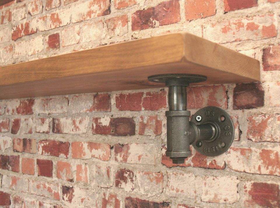 Scaffold Board Shelf Brackets (Pair) – Pipe, Rustic Lip & Floating - Rackerman
