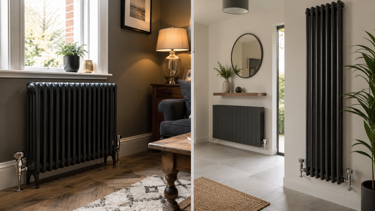 Designer and traditional radiators collection featuring column, flat panel and oval radiators in UK home interiors