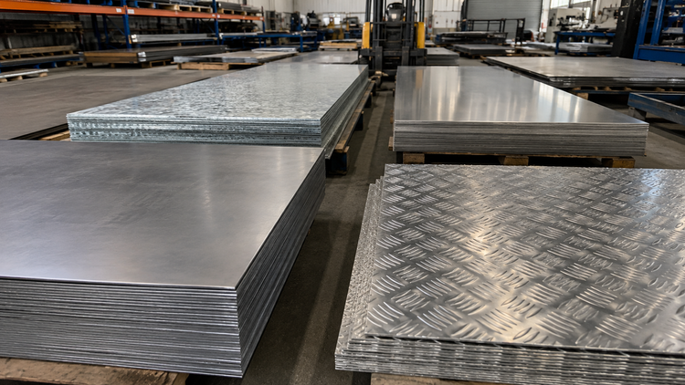 Steel sheets and metal plate collection featuring mild steel, aluminium, galvanised and stainless steel sheets in UK warehouse