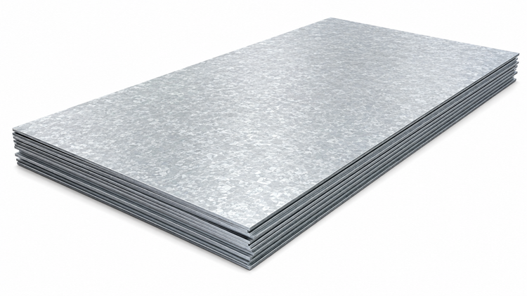 Galvanised steel sheet in DX51D grade zinc coating — 2000x1000mm, 2500x1250mm (8x4ft) and 3000x1500mm sizes for cladding, ducting and fabrication