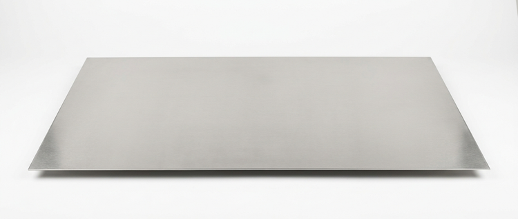 Stainless steel sheet with a brushed finish on a white background