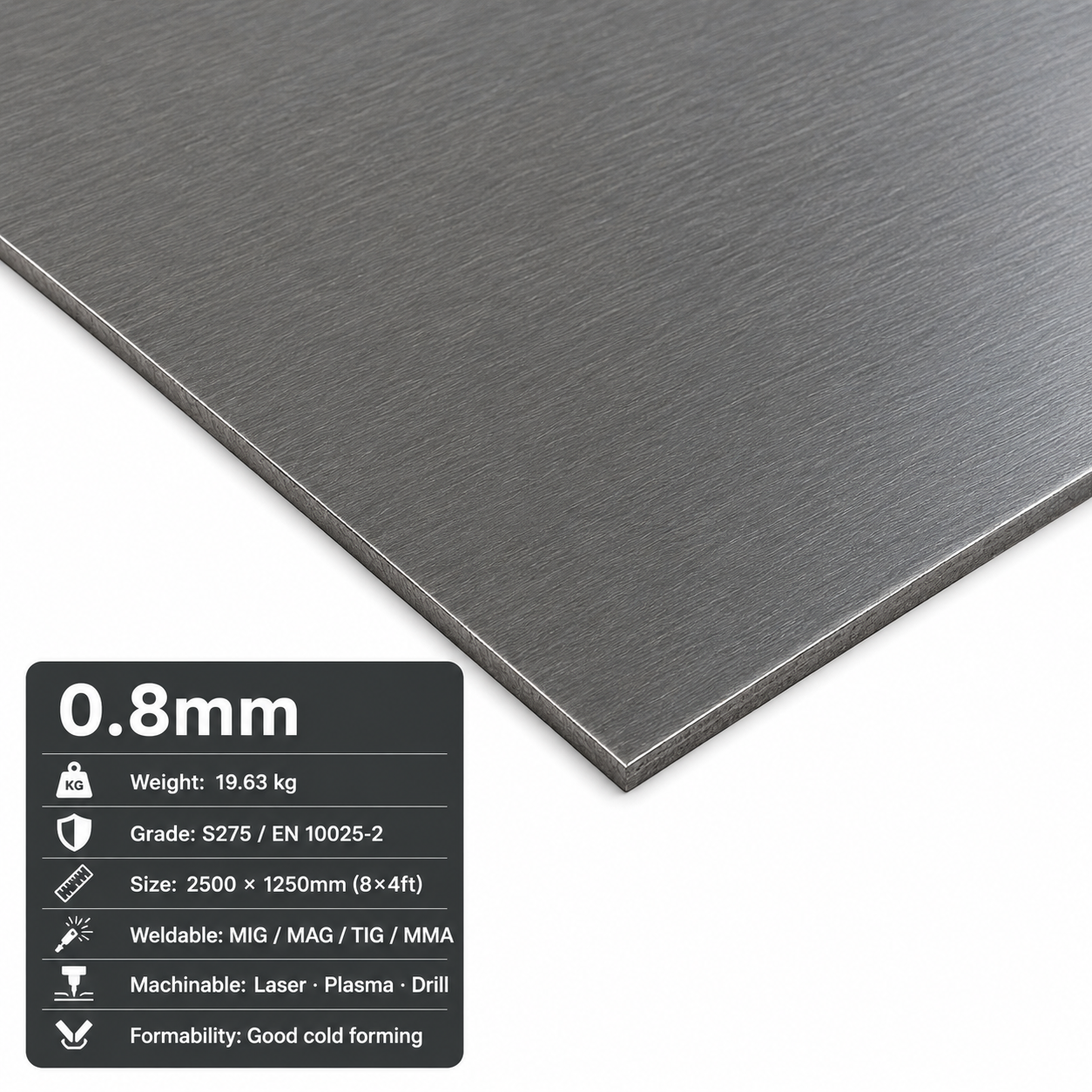Mild Steel Sheet 2500 x 1250mm (8x4)- S275