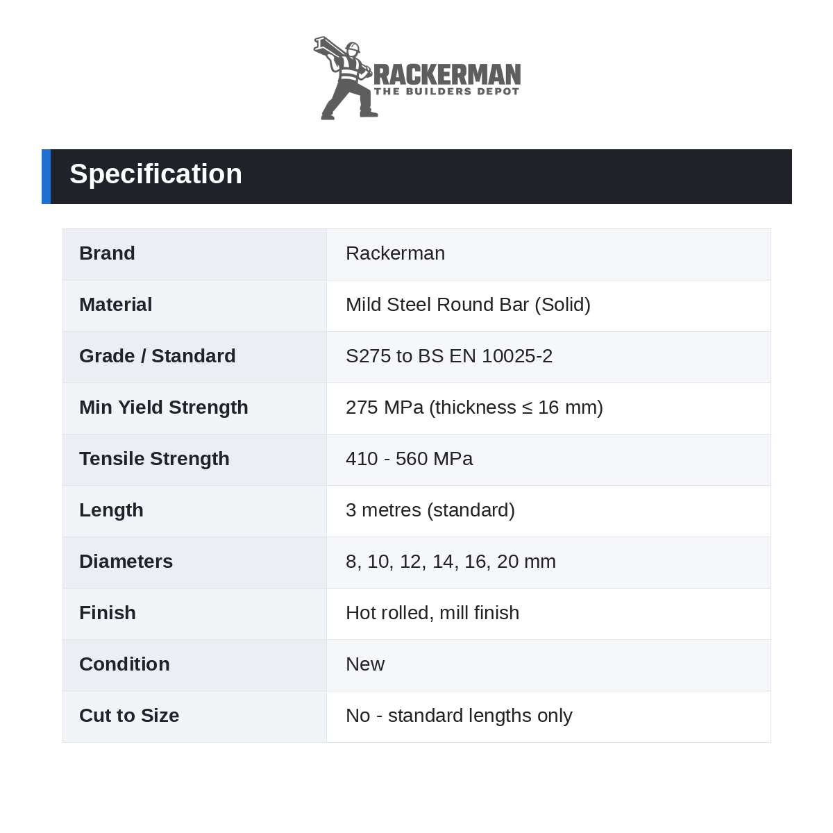 Mild Steel Round Bar S275 specification