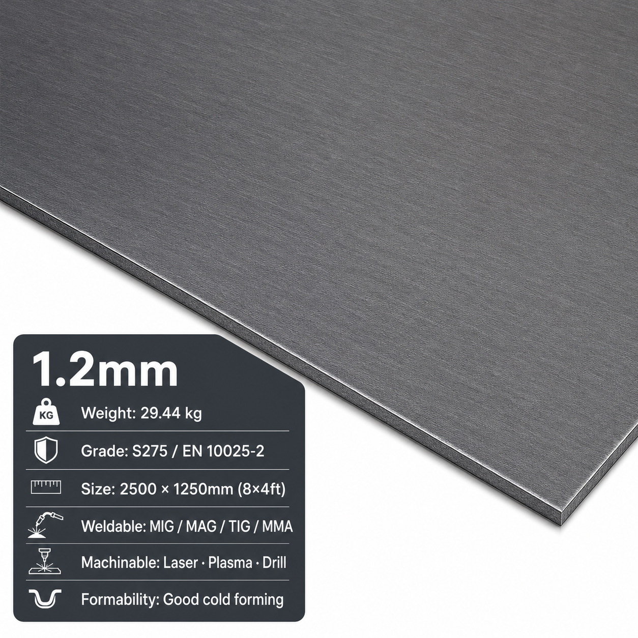 Mild Steel Sheet 2500 x 1250mm (8x4)- S275