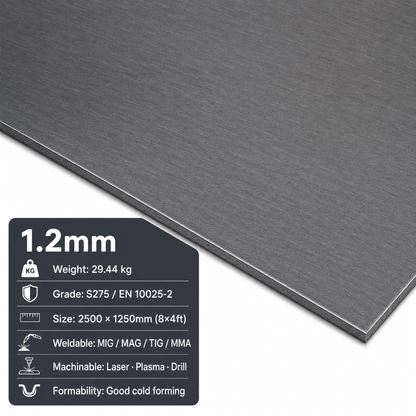 Mild Steel Sheet 2500 x 1250mm (8x4)- S275