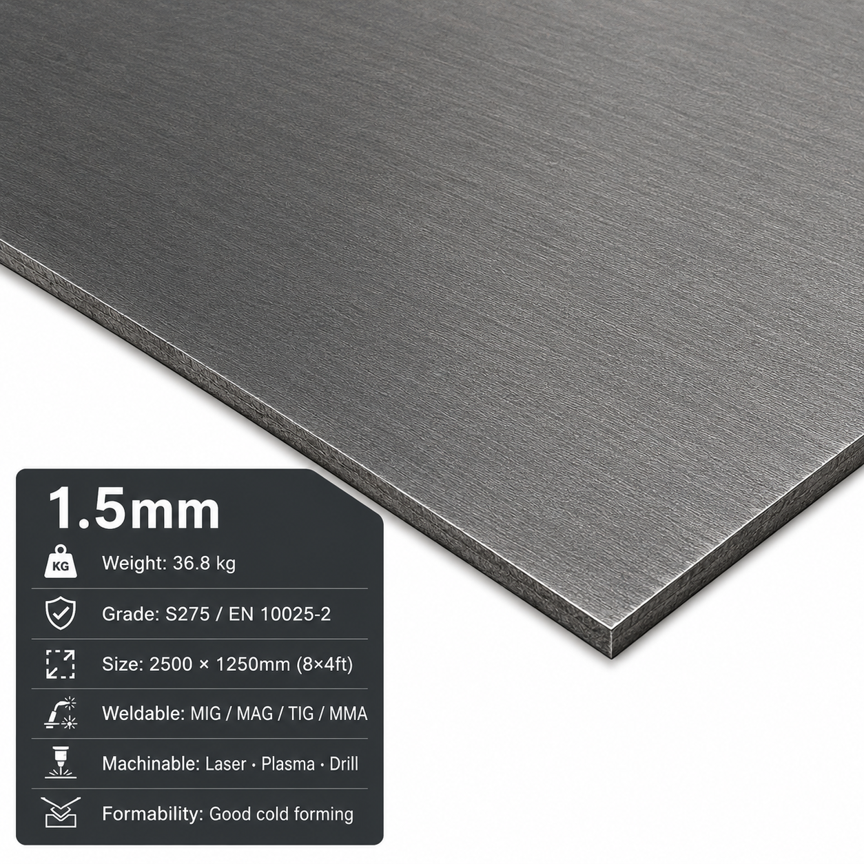 Mild Steel Sheet 2500 x 1250mm (8x4)- S275