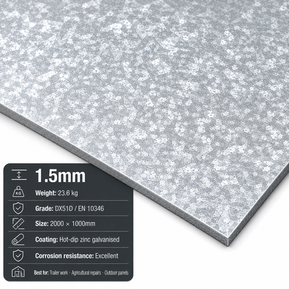 Galvanised steel sheet 2m x 1m (2000 x 1000mm) DX51D zinc-coated - view 4
