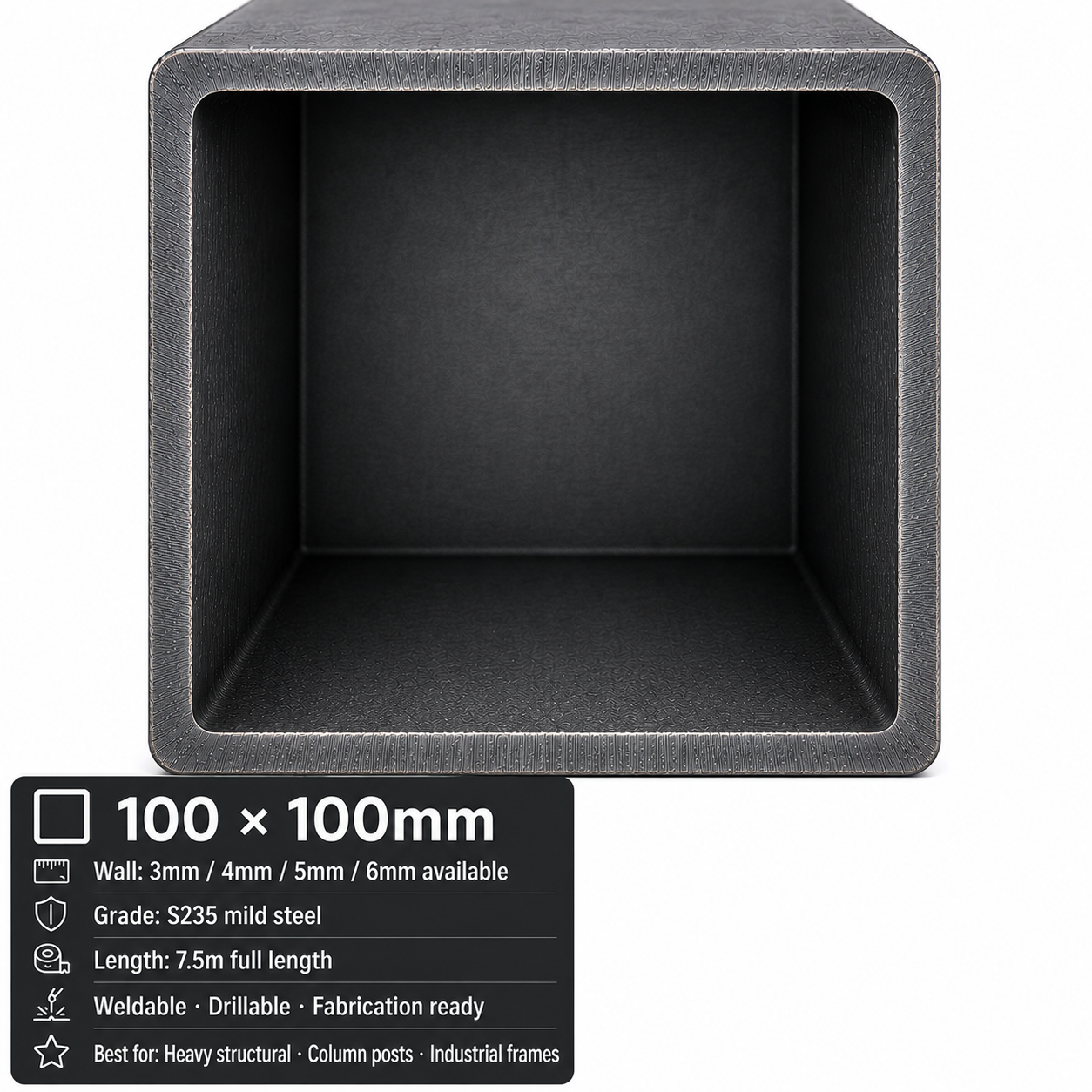 Mild Steel Box Section 7.5m – S235 Square Hollow Section