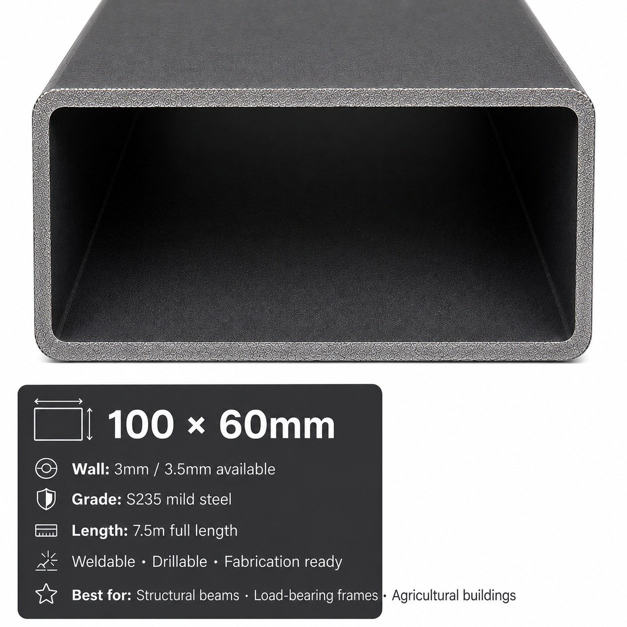 Mild Steel Rectangular Hollow Section 7.5m – S235 RHS