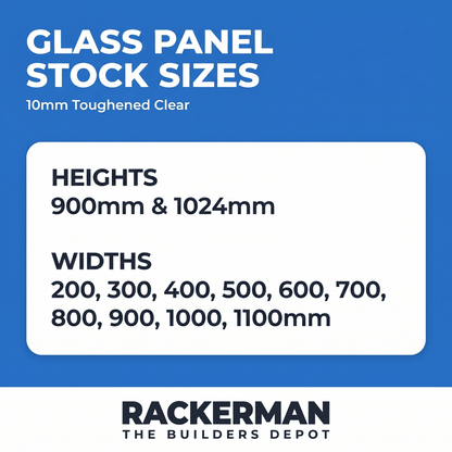 10mm Toughened Glass Panels Stock Sizes - Rackerman