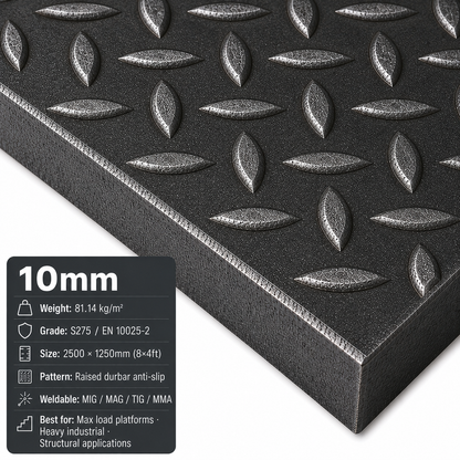 Mild Steel Durbar Checker Plate – 8×4ft (2500 × 1250mm) S275