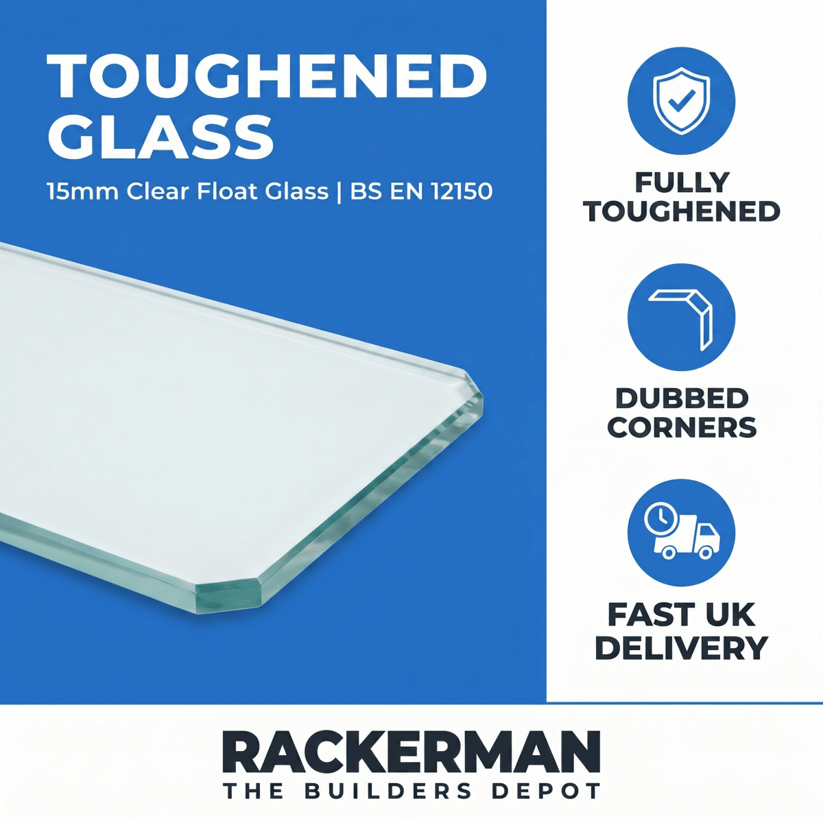 15 mm Toughened Glass Panel – Clear Float - Rackerman