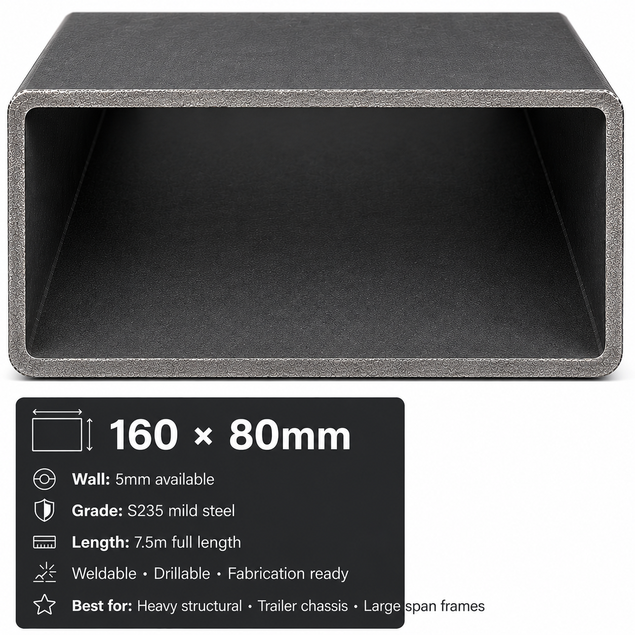 Mild Steel Rectangular Hollow Section 7.5m – S235 RHS