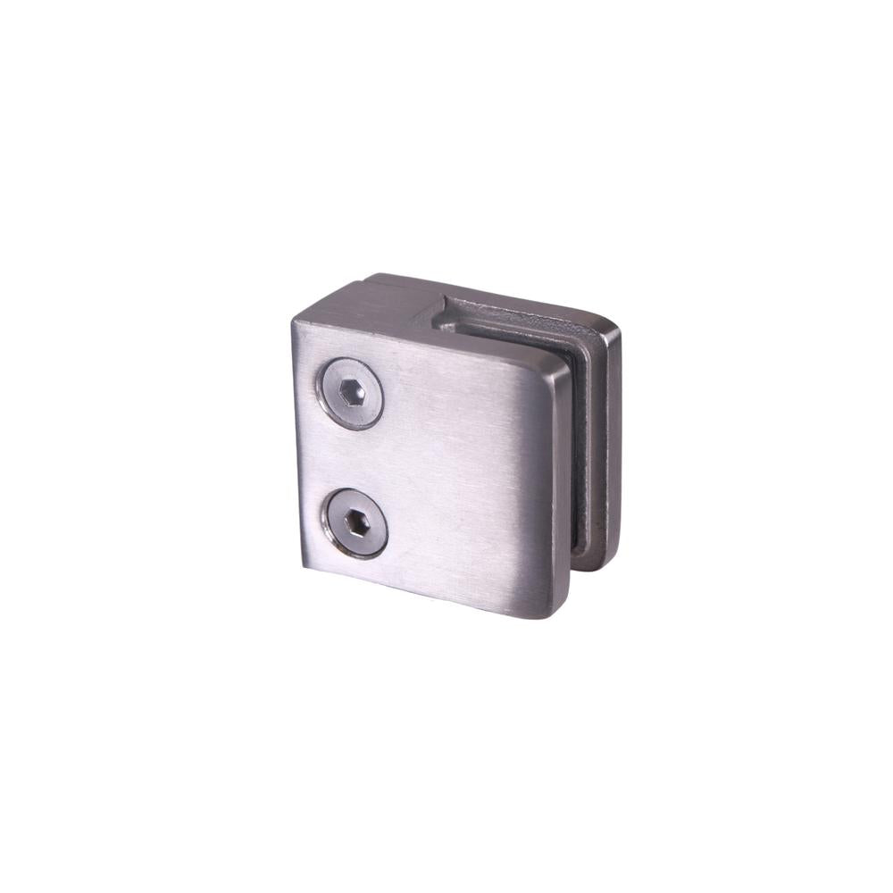 Glass Clamp 304 Satin - Flat-back / 8mm glass / square
