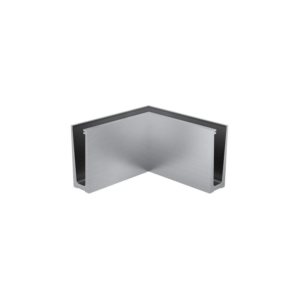 Frameless glass balustrade internal corner base fix anodised aluminium 200mm legs