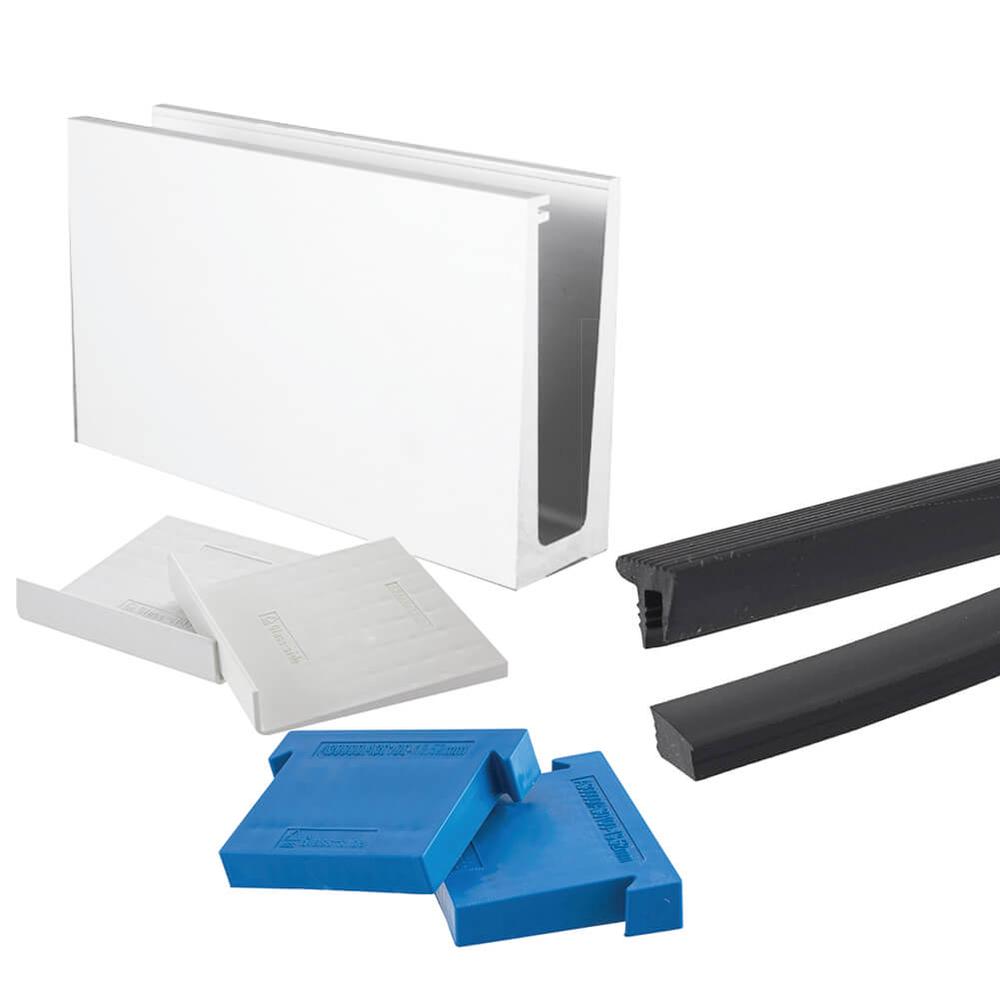 Frameless glass balustrade raw kit 2.5m mill finish aluminium channel base fix