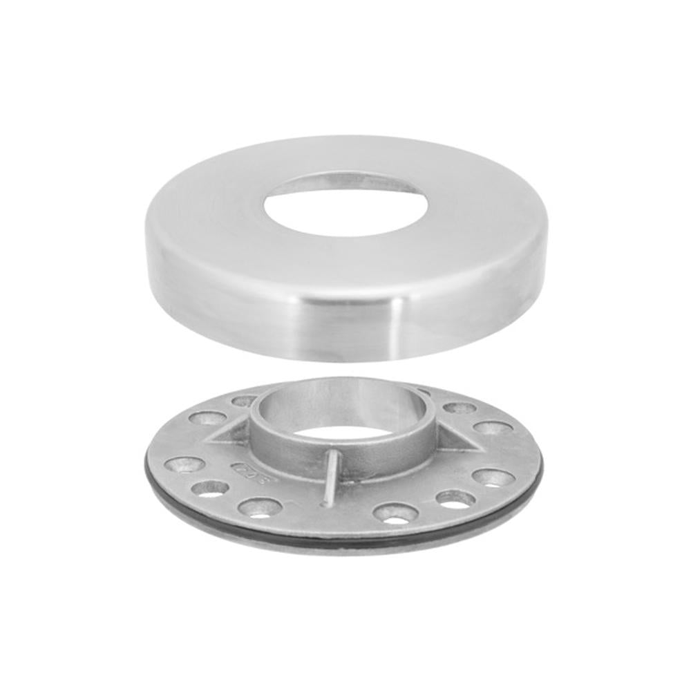 Wall Flange 316 Satin - 42.4mm tube / weld-on round base + O-ring + cover