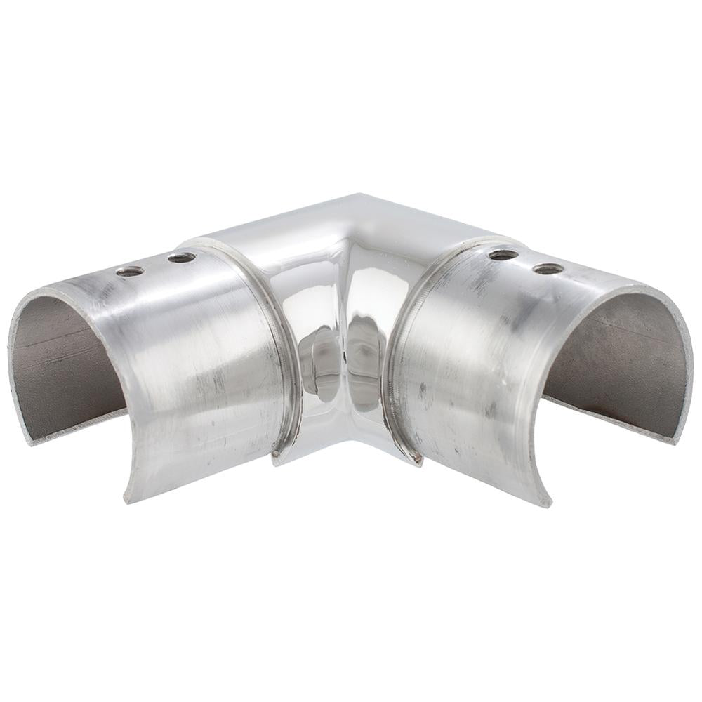 Handrail Joiner 316 Mirror - 48.3mm tube / 90° horizontal corner (split tube)