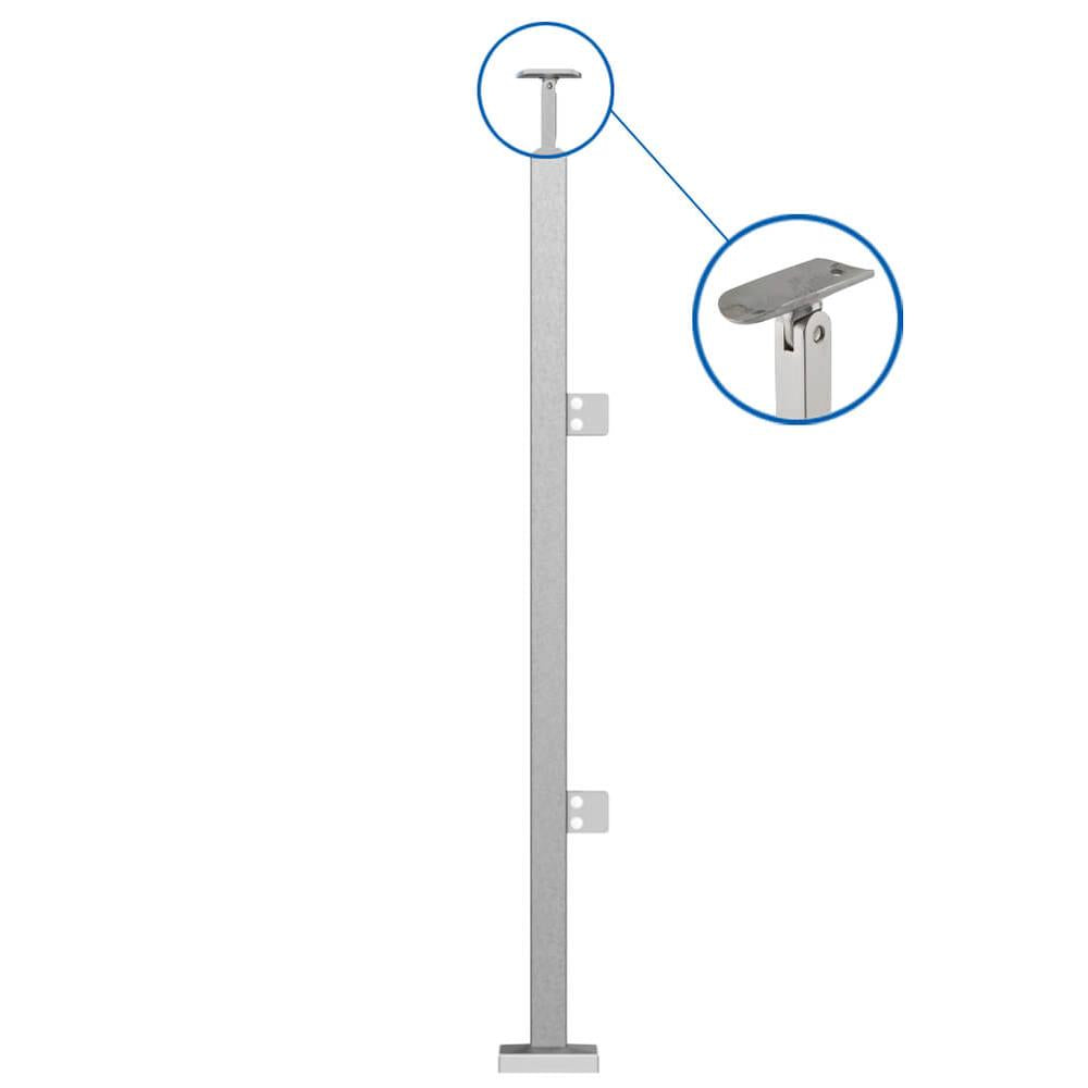 Handrail Post 316 Satin - 40×40mm sq × 979mm / end post / welded base / c/w saddle