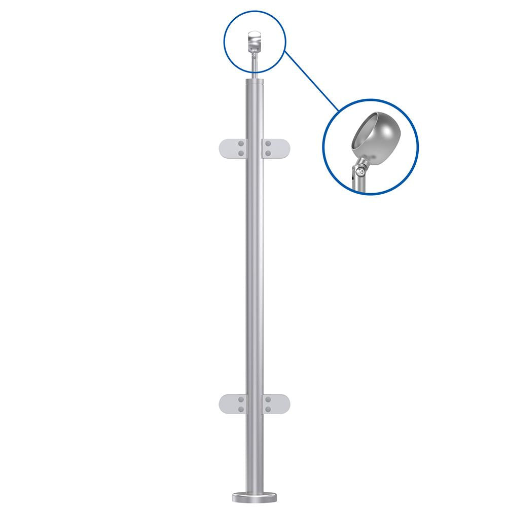 Handrail Post 316 Satin - 42.4mm / mid post / welded base