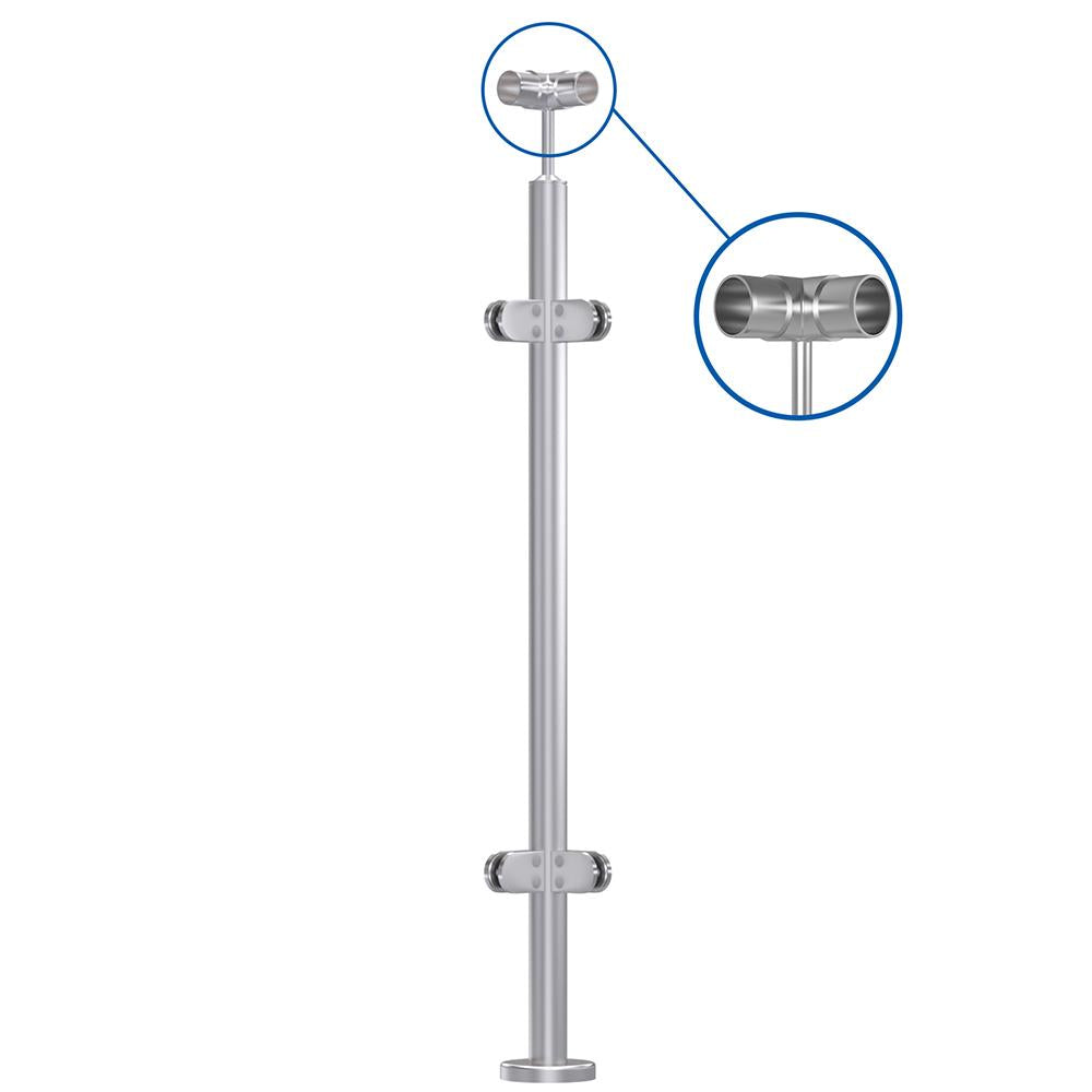 Handrail Post 316 Satin - 42.4mm / corner post / welded base