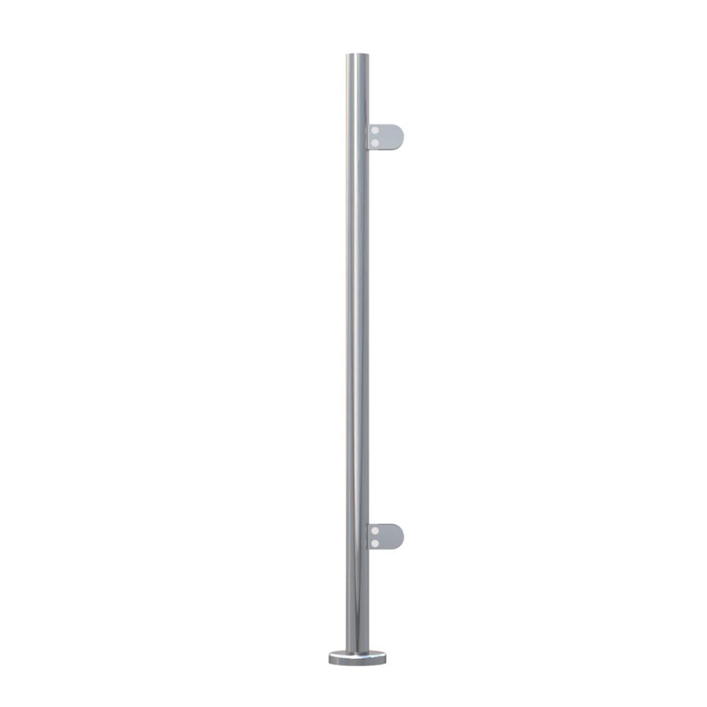 Handrail Post 316 Mirror - 42.4mm × 1100mm / end post / bolt-down (welded base)