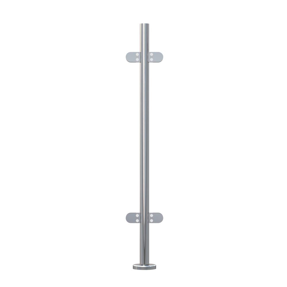 Handrail Post 316 Mirror - 42.4mm × 1100mm / mid post / bolt-down (welded base)