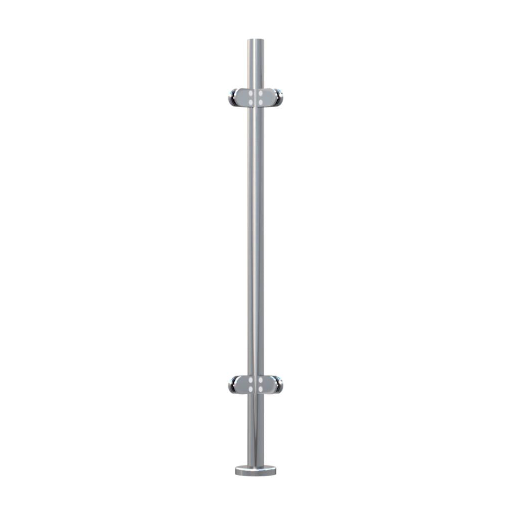 Handrail Post 316 Mirror - 42.4mm × 1100mm / corner post / bolt-down (welded base)
