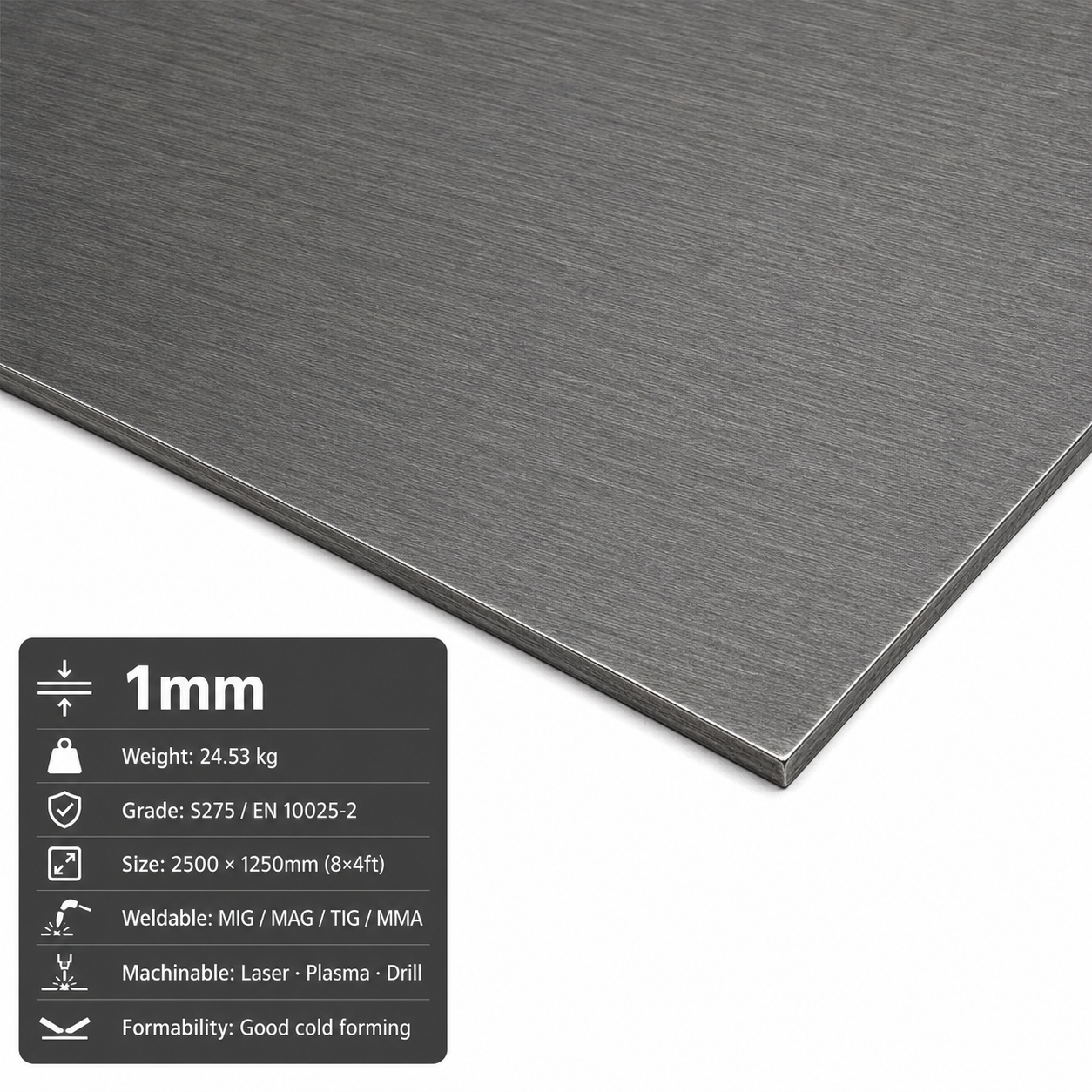 Mild Steel Sheet 2500 x 1250mm (8x4)- S275