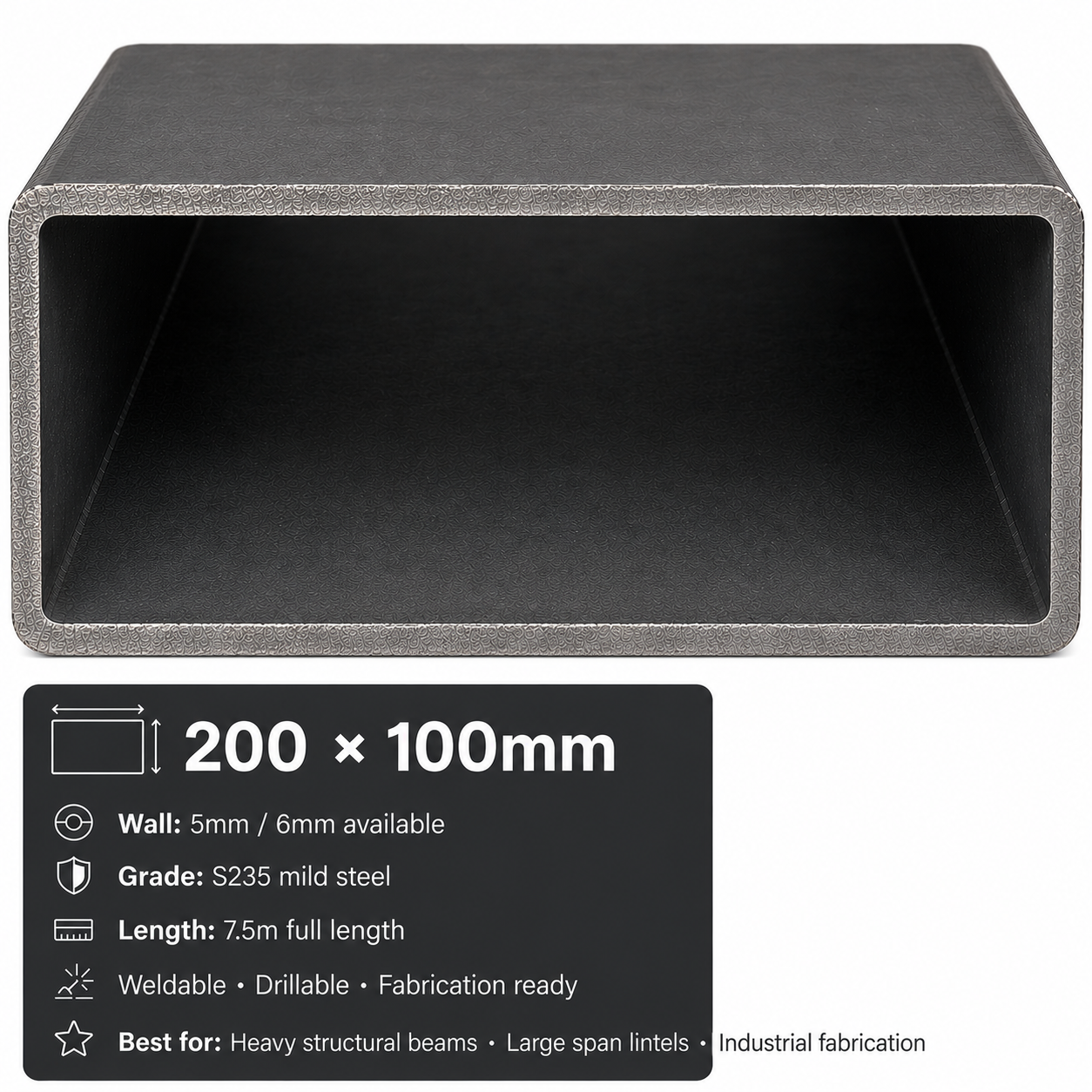 Mild Steel Rectangular Hollow Section 7.5m – S235 RHS